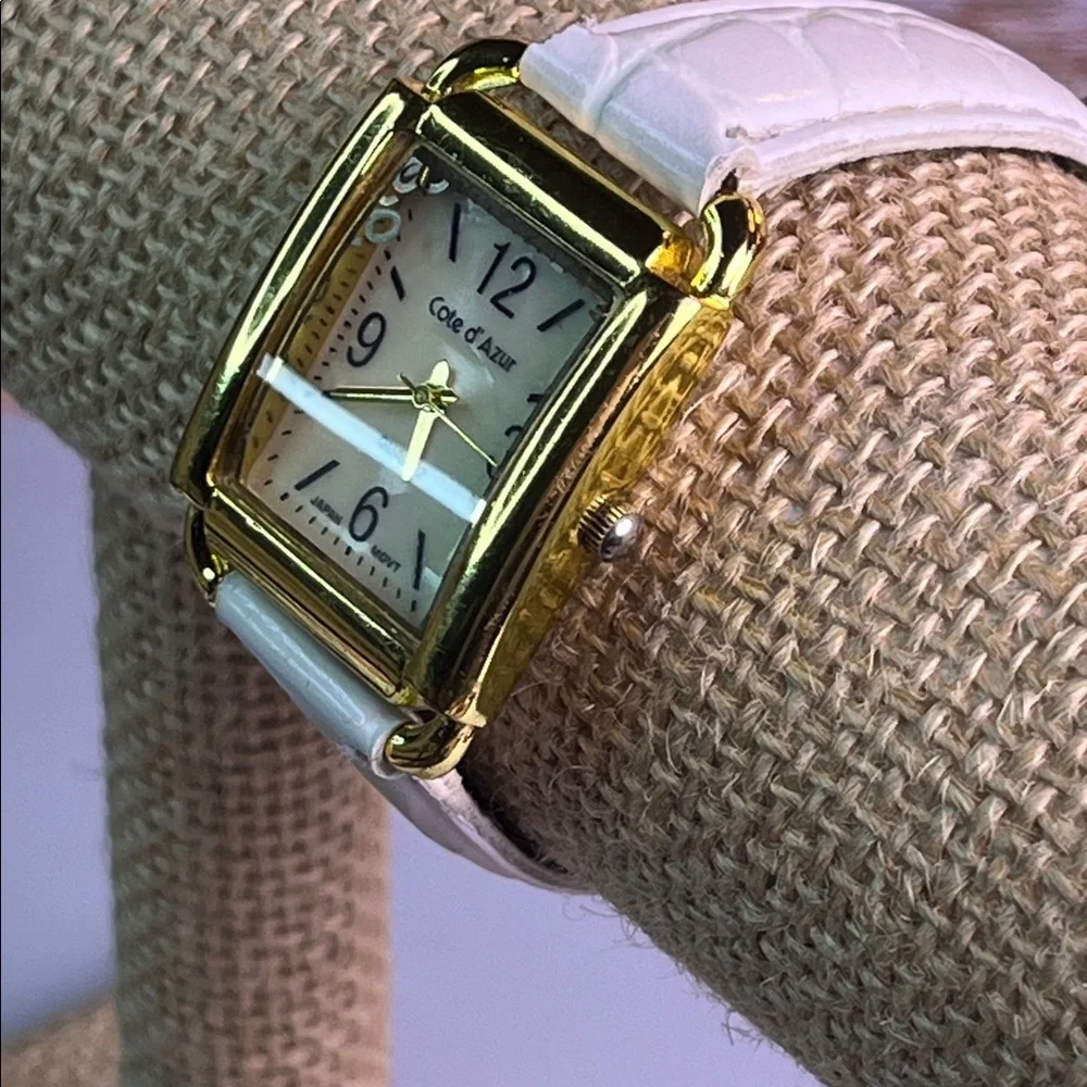 Cote d'Azur Gold and White Watch w/ floating numbers- Not Tested
